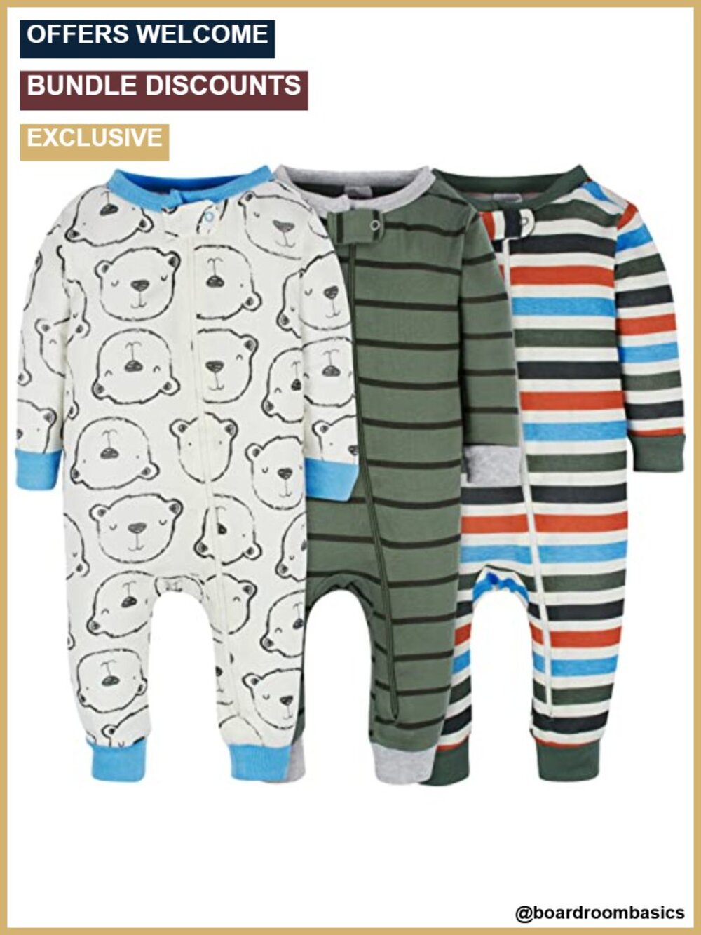 Baby Boys 3-Pack Snug Fit Cotton One-Piece Pajamas Footies